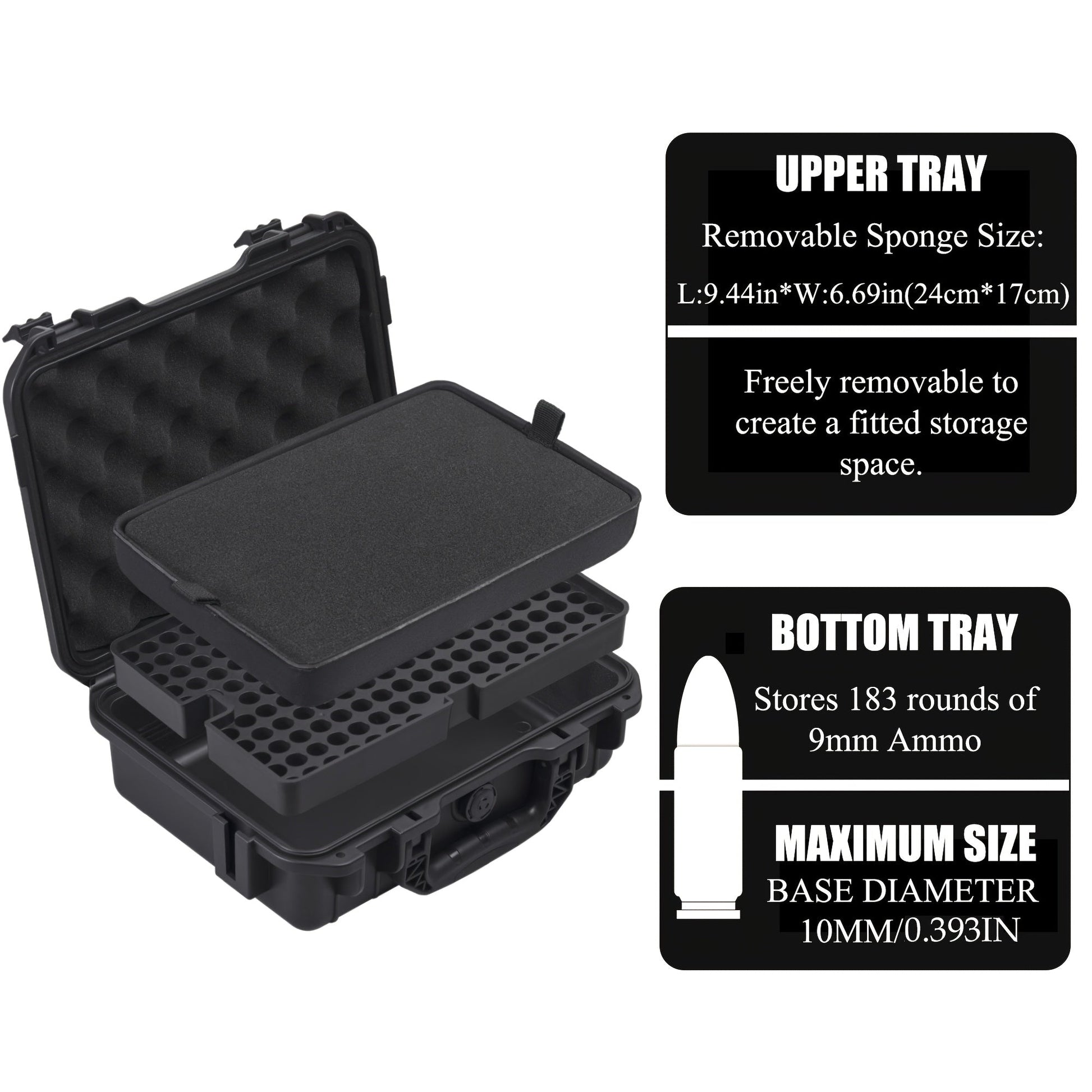 Lockable Hard Shell Gun Case - Durable Firearm & Ammo Storage Box for 9x19mm, 9mm Luger, 380ACP, 38 S&W, 32 S&W,.40 S&W (Case Only) WardBoyzPROShop