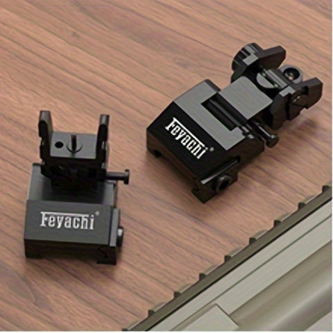 Feyachi S37 Fiber Optic Iron Sights - Red Green Dots Fiber Flip Up Sights, Rail Mount Flip Up Sights, Tool-Free Adjustment Front and Rear Backup Iron Sight - For Rifles - Suitable for Hunting, Shooting & Tactical Use - Great WardBoyzPROShop