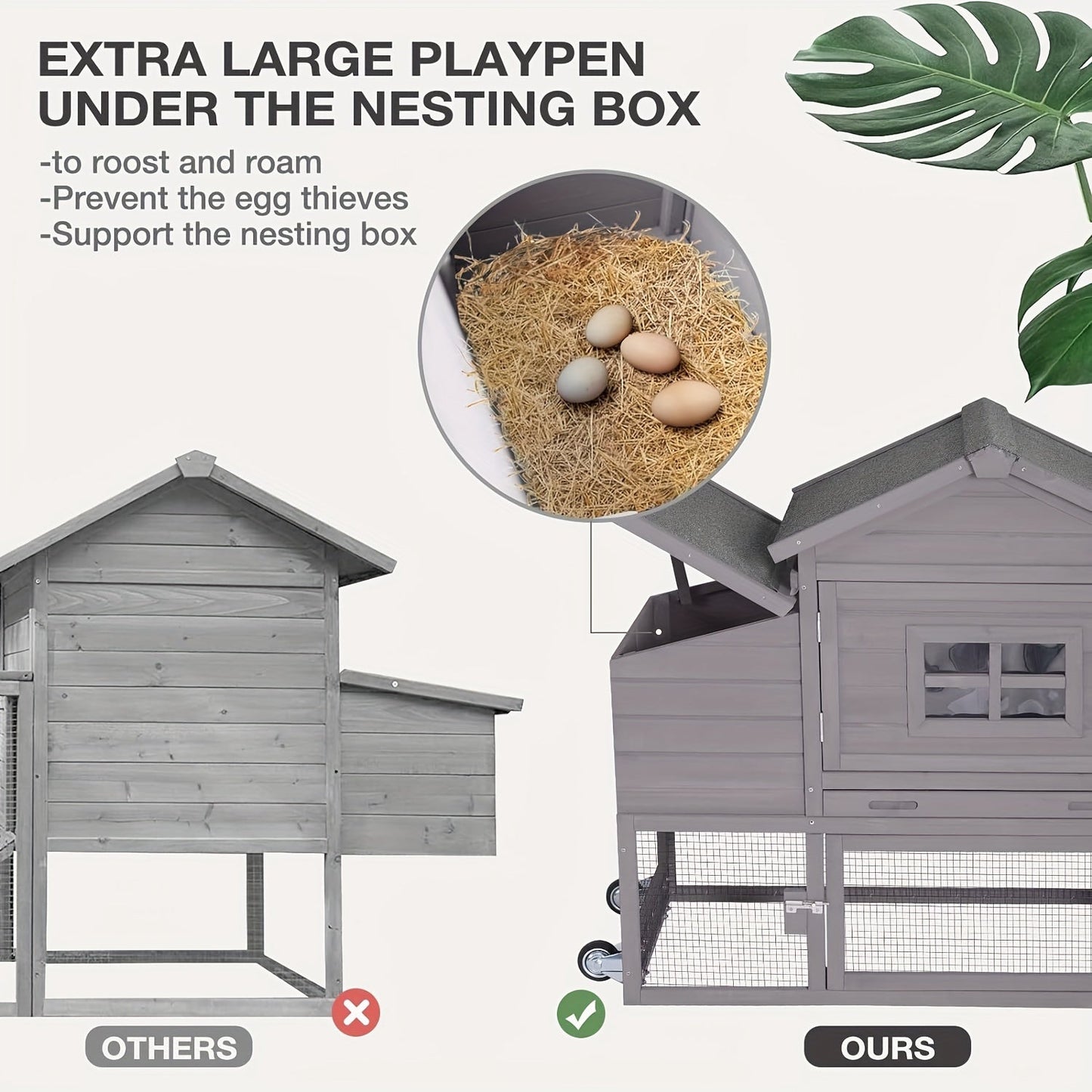 Aivituvin Chicken Coop Expandable Chicken House For Outdoor With Wheels Nesting Box, Leakproof Pull-on Tray And UV-Resistant Roof Panel WardBoyzPROShop