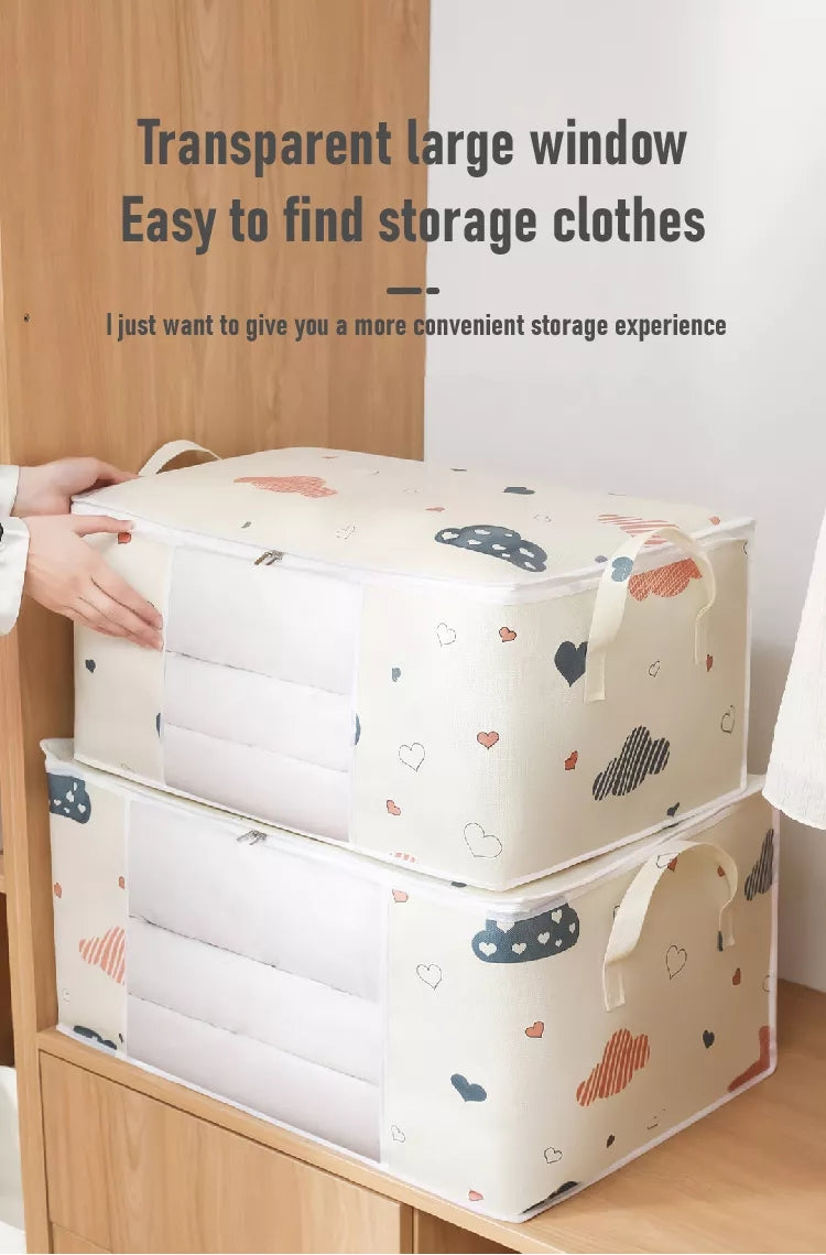Large Capacity Clothes Storage Bag Organizer With Reinforced Handle, Suitable For Blankets, Bedding, Foldable With Sturdy Zipper, Clear Window Christmas, Halloween, Thanksgiving Gift Easter Gift WardBoyzPROShop
