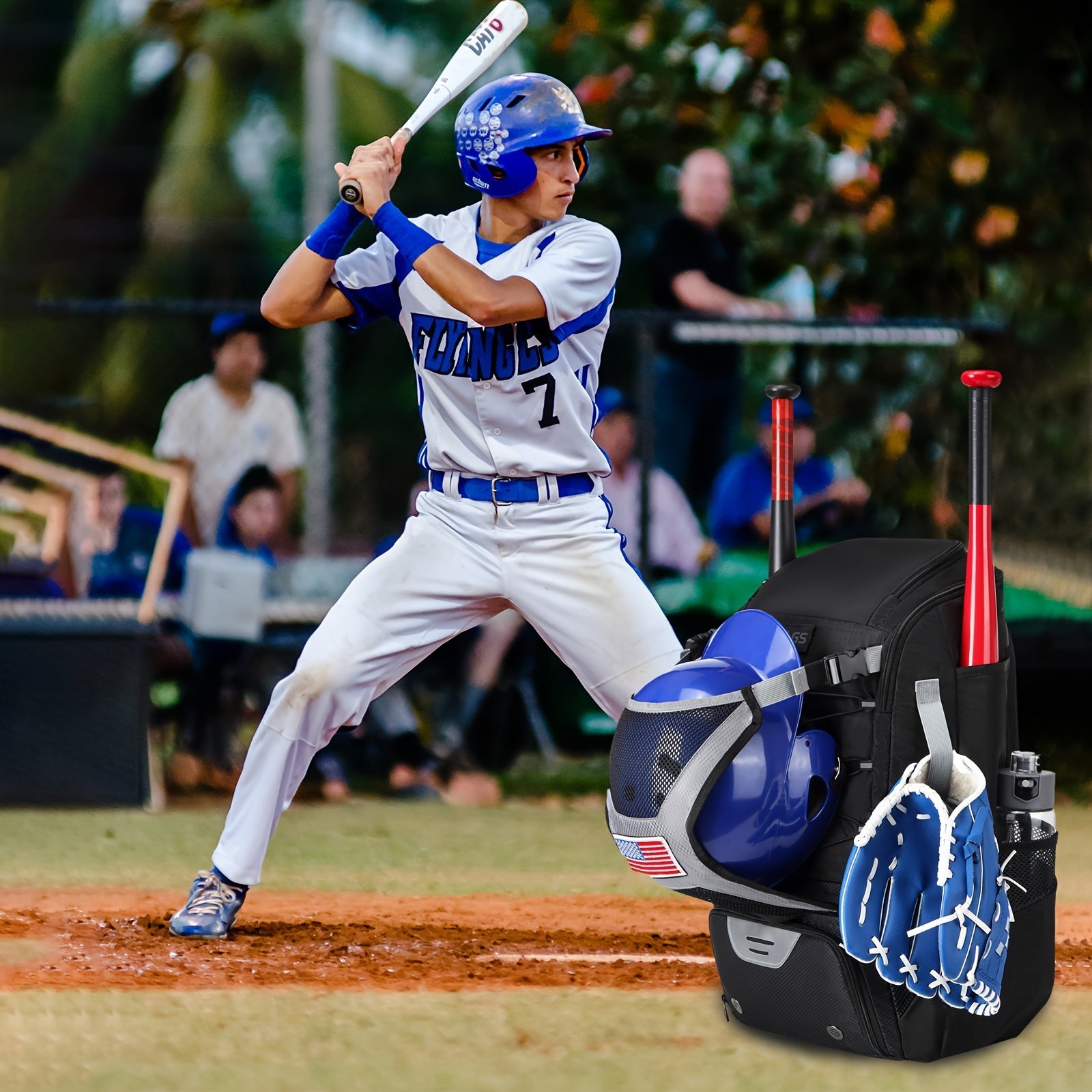Large Capacity Baseball Backpack Softball Bag, External Helmet Holder And Fence Hook Baseball Backpack, With Shoes Compartment, - Holds Bats, Helmets, Gloves, Hats, Clothes, And Shoes For Baseball And Softball Players WardBoyzPROShop