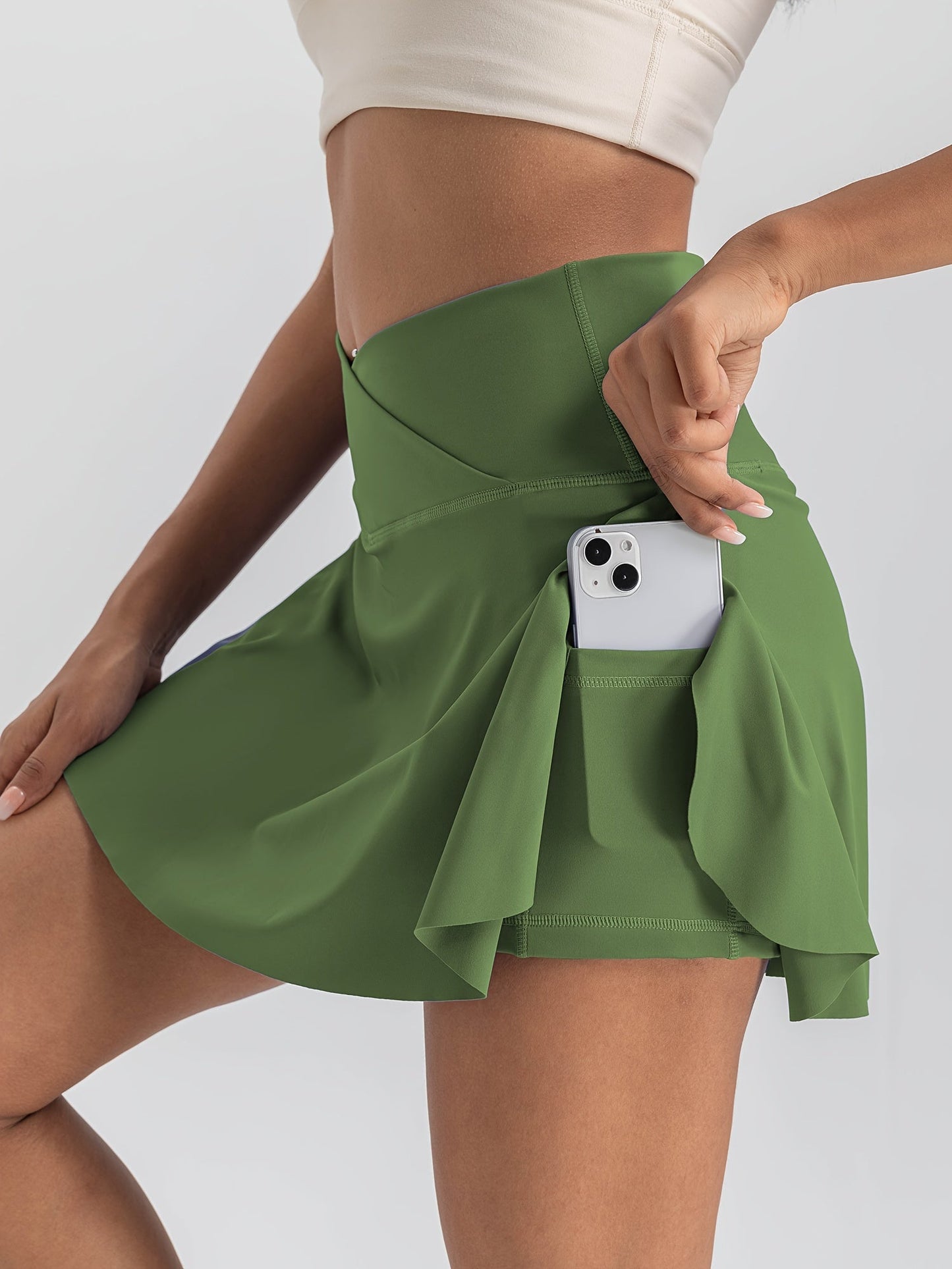 Women's 2-in-1 Tennis Skirt With Inner Pocket Shorts - High Waist Golf And Yoga Activewear WardBoyzPROShop