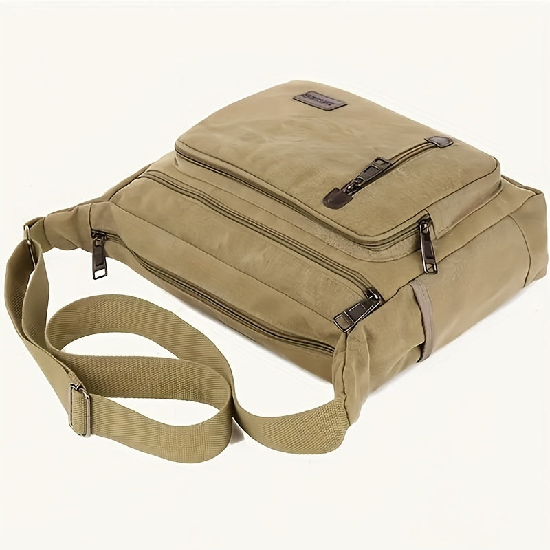 1pc Stylish Army Green Polyester Casual Travel Crossbody Bag - Adjustable Shoulder Strap, Retro Messenger Bag for Going Out, Personality Style, Durable and Water-Resistant - Perfect for Outdoor Hiking and Daily Use - WardBoyzPROShop
