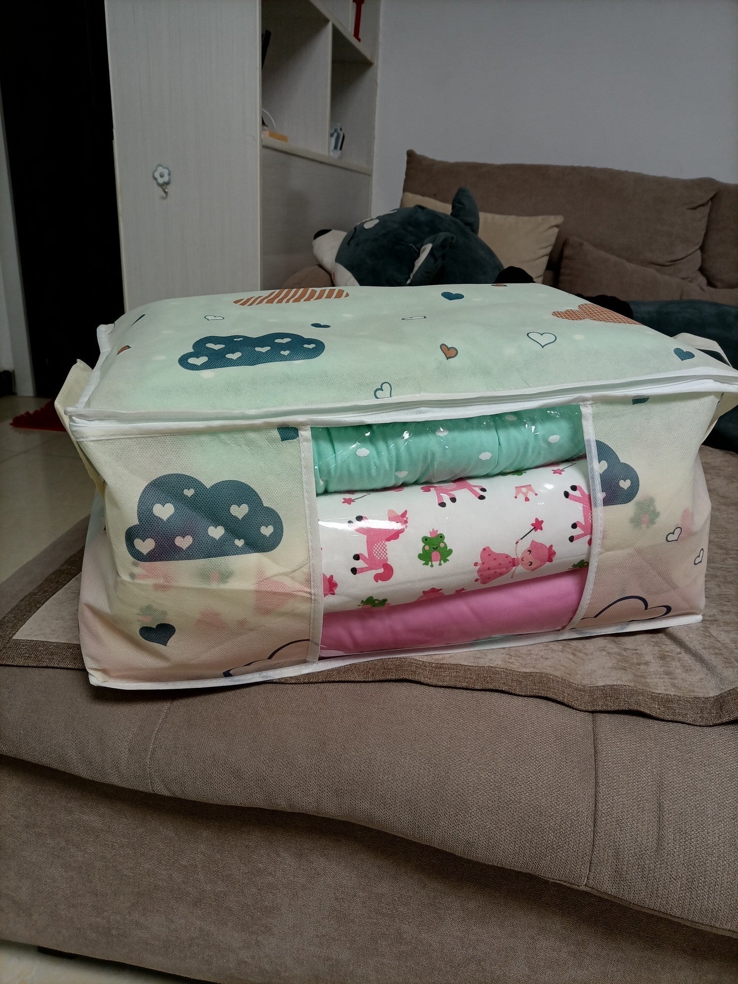 Large Capacity Clothes Storage Bag Organizer With Reinforced Handle, Suitable For Blankets, Bedding, Foldable With Sturdy Zipper, Clear Window Christmas, Halloween, Thanksgiving Gift Easter Gift WardBoyzPROShop
