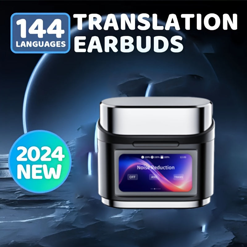 HASHZHE 144-language AI smart translation noise reduction headphones, LCD touch screen display, smart sleep aid headphones, long battery life, control music player, video playback, audio headphones, very suitable for traveler