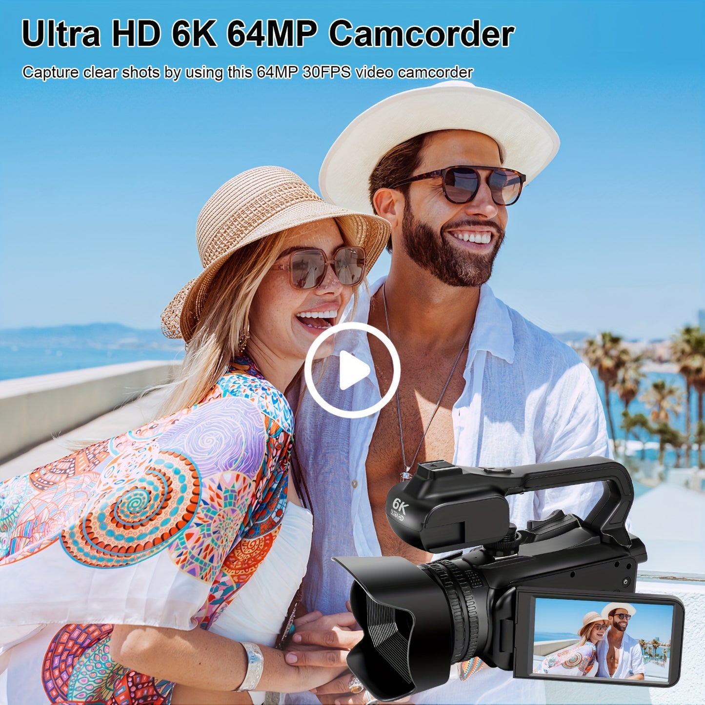 64MP 6K Video Camera Camcorder - High-Definition Vlogging Camera with 18X Digital Zoom, IR Night Vision, 4.0" Touch Screen, WiFi, Microphone, and 64G SD Card - Long-Lasting 4500mAh Battery for Extended Recording