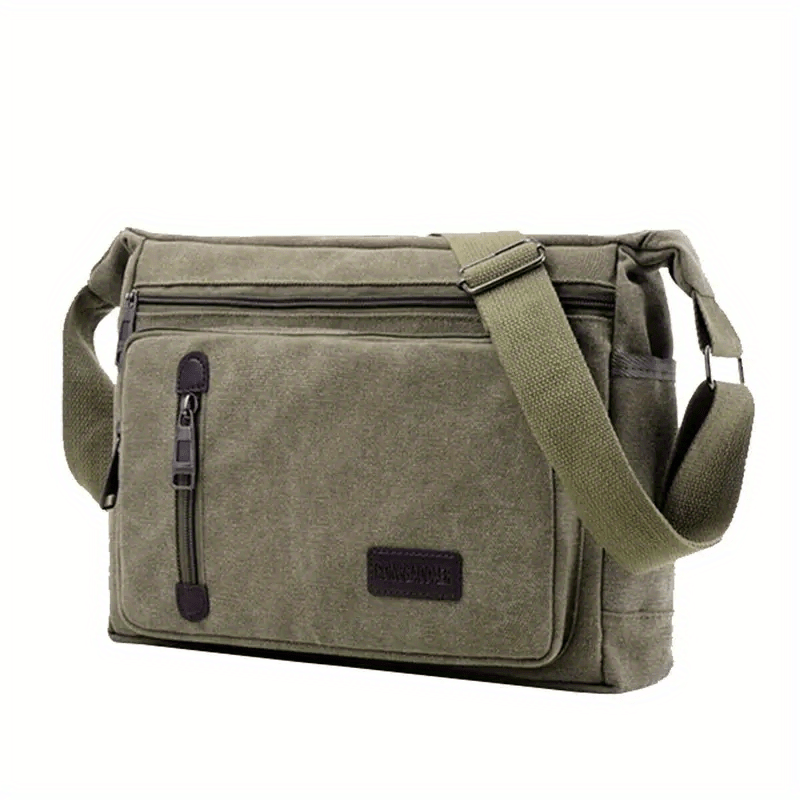 1pc Stylish Army Green Polyester Casual Travel Crossbody Bag - Adjustable Shoulder Strap, Retro Messenger Bag for Going Out, Personality Style, Durable and Water-Resistant - Perfect for Outdoor Hiking and Daily Use - WardBoyzPROShop