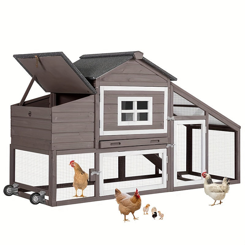 Aivituvin Chicken Coop Expandable Chicken House For Outdoor With Wheels Nesting Box, Leakproof Pull-on Tray And UV-Resistant Roof Panel WardBoyzPROShop