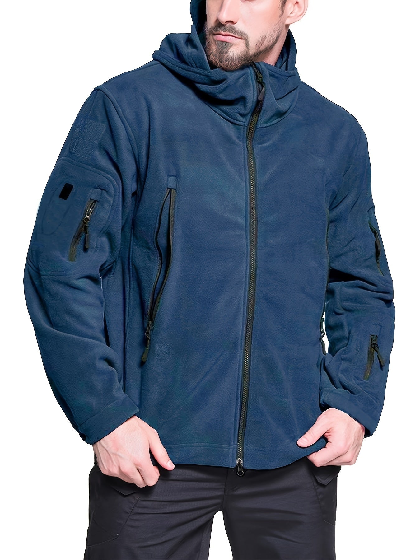 Men's Tactical Hoodie Fleece Jacket Winter Warm Full-Zip Military Army Outerwear Outdoor Sport Hooded Skiing Hunting Hiking Coat with 7 Zip Pockets WardBoyzPROShop