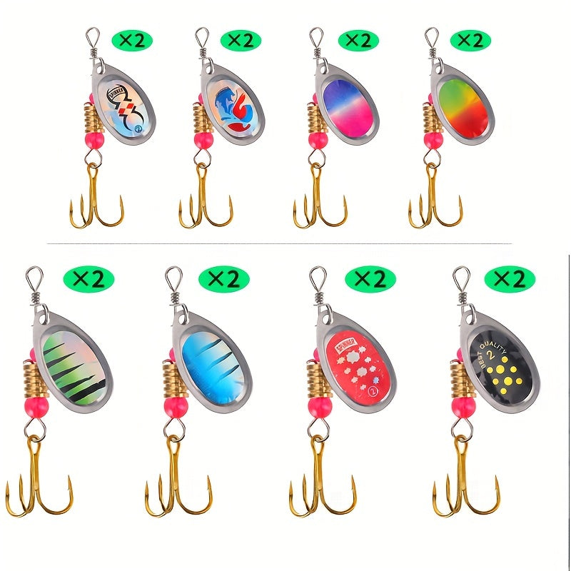 16pcs-Set Metal Spoon Spinner Fishing Lure, Spoonbait Crankbaits Fishing Wobblers Pike & Crochet Kit, Artificial Bait - For Freshwater & Saltwater Fishing -  Suitable for Pike, Bass & Other Predator Fish - Great Gift for Angl WardBoyzPROShop