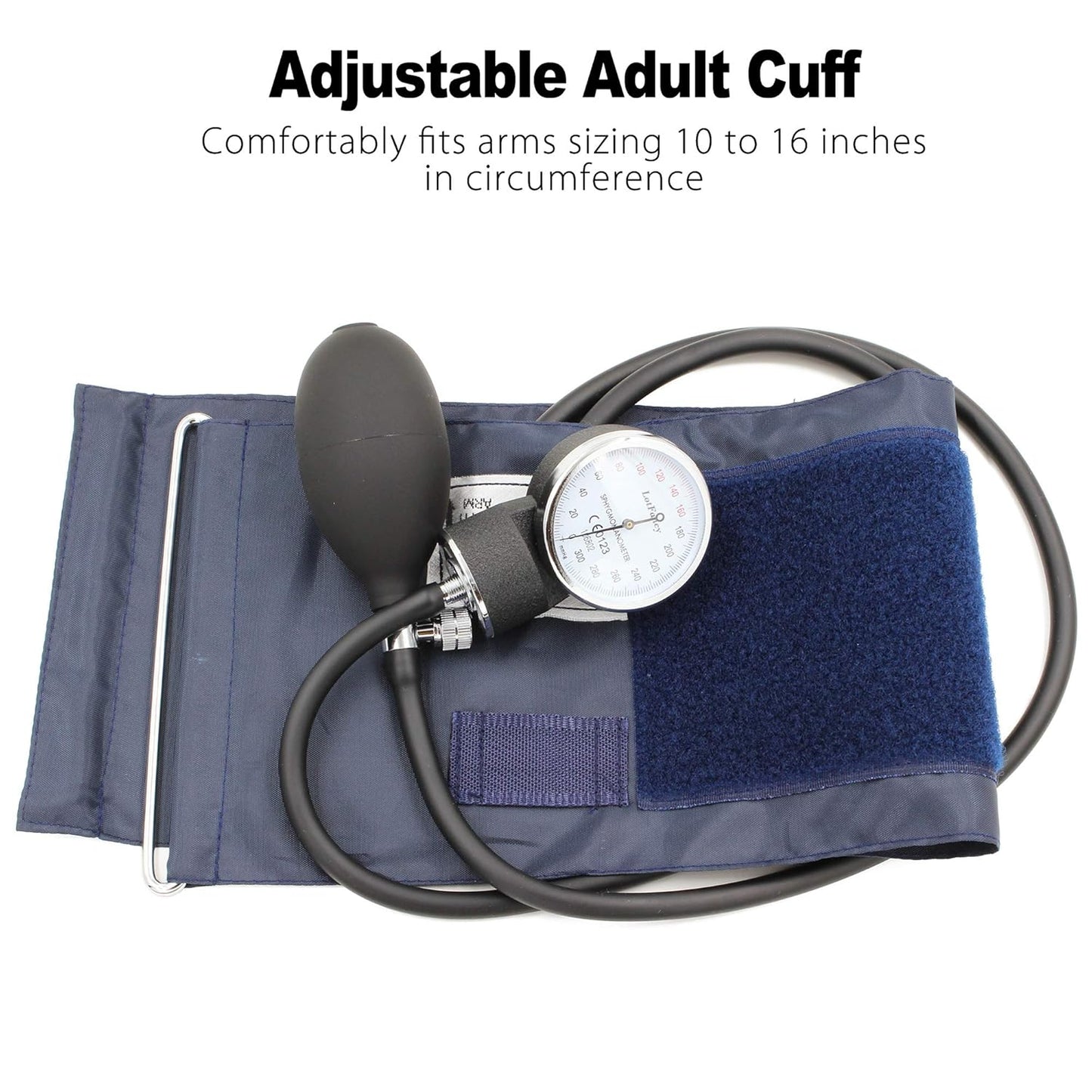 LotFancy Aneroid Sphygmomanometer with Stethoscope Kit, Professional Manual Blood Pressure Monitor and Universal Adult Sized BP Cuff (10"-16), Case Included, Navy WardBoyzPROShop