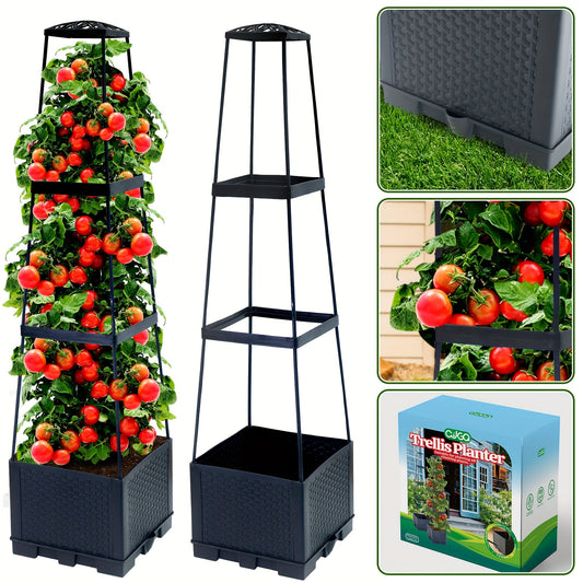 2 Pack 44.8Inch Tomato Planter Box With Trellis Self-Watering Tomato Cage With Trapezoidal Trellis Climbing Plants In Patio Garden Indoor Outdoor WardBoyzPROShop