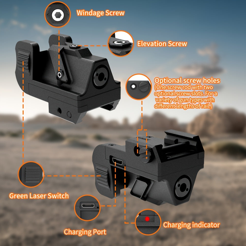 USB Rechargeable Green Laser Sight - Low Profile, Shockproof Dot Scope for Pistols & Rifles, 5mW Power, 0.5" Spot Size, Low Profile Beam, USB Rechargeable, Green Dot Sight, Shockproof WardBoyzPROShop