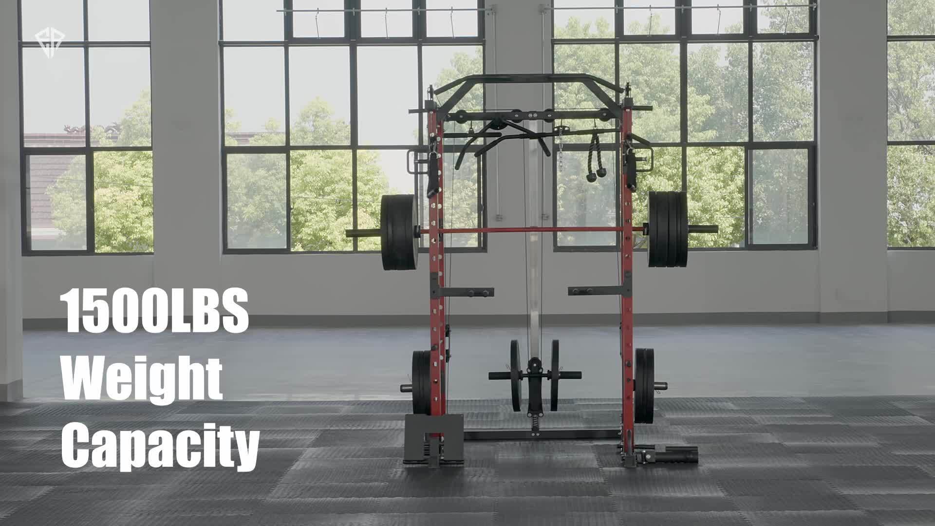 Ultimate Power Rack Cage - 8-in-1 Multi-Functional Squat Rack with 1500lb Capacity, Cable Crossover Machine, J-Hooks, Dip Bars, and Landmine - Comprehensive Plate-Loaded Home Gym Equipment for Full Body Workout (Red) WardBoyzPROShop