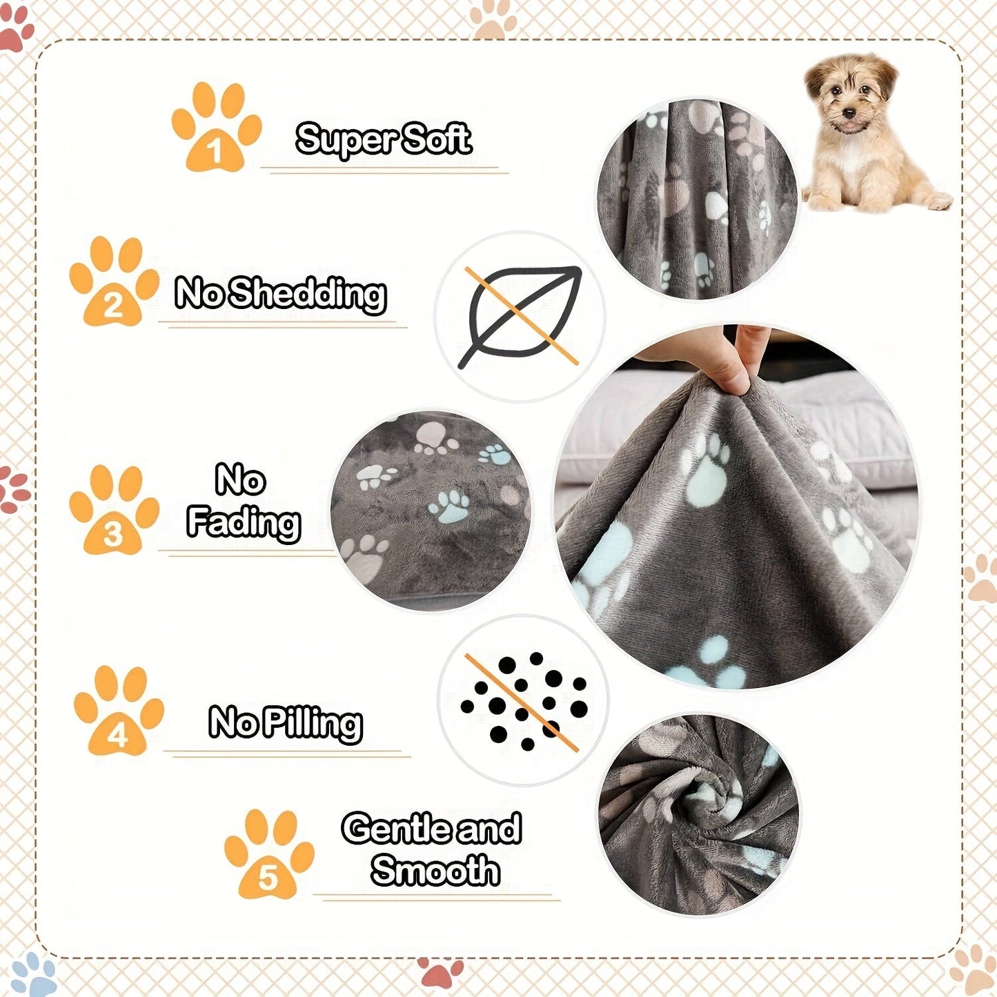 1pc Washable Flannel Paw Print Dog Blanket, Soft Pet Mat Cover for Dog Nest Cage Bed WardBoyzPROShop