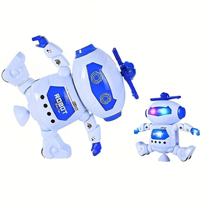 1pc Dancing Robot Toy for Kids with LED Lights and Music, 360-Degree Rotating Action, Ideal Gift for Boys and Girls, Durable Plastic Construction