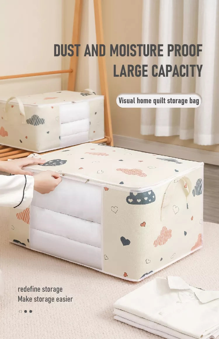 Large Capacity Clothes Storage Bag Organizer With Reinforced Handle, Suitable For Blankets, Bedding, Foldable With Sturdy Zipper, Clear Window Christmas, Halloween, Thanksgiving Gift Easter Gift WardBoyzPROShop