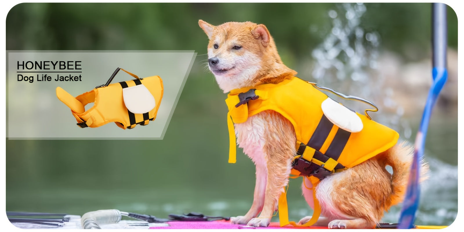 Adorable Bee-Themed Dog Life Jacket with Dinosaur Wings - Adjustable Safety Swim Vest for Small to Large Breeds, Hand-Wash Only, Dog Life Jacket for Swimming WardBoyzPROShop