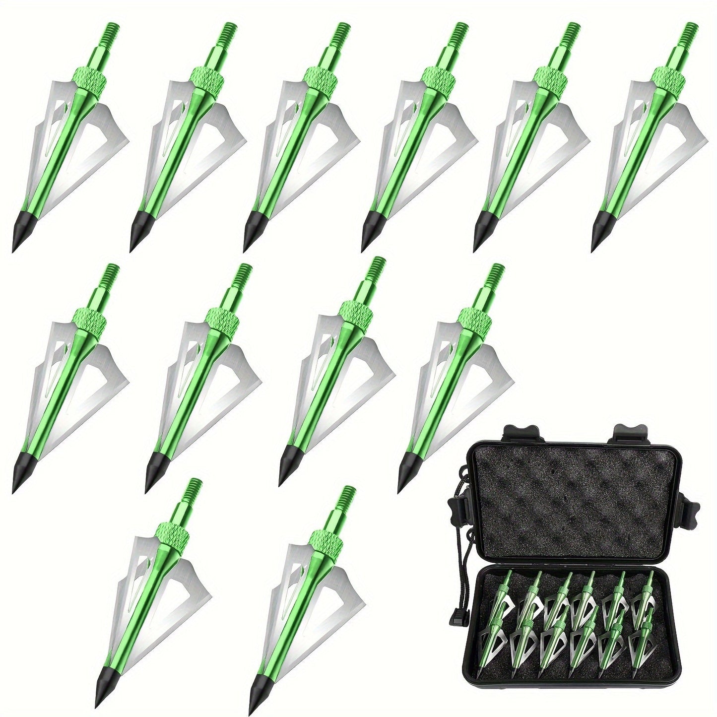 12pcs Archery Hunting Arrowheads, 100 Grain Archery Broadheads, with Storage Box, for Crossbow Recurve Bow, Compound Bow WardBoyzPROShop