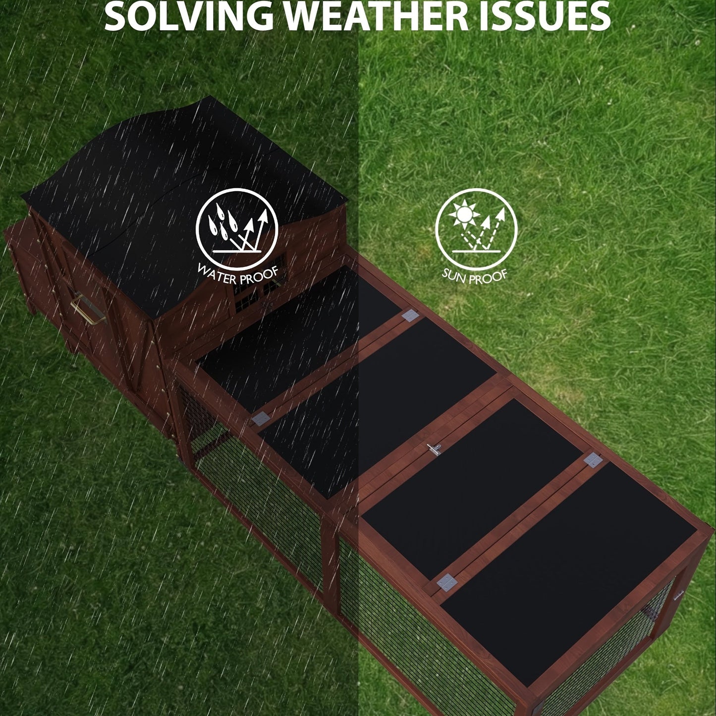 Extra Large 106in Red Train Design Outdoor Wooden Chicken Coop - Spacious Hen House for 3-5 Chickens with Weather-Resistant Roof, Large Nesting Box, Play Run, Pull-Out Trays, and Ramp - Durable, Easy to Clean, and Predator-Pr WardBoyzPROShop