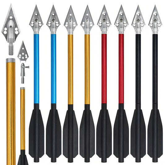 Aluminum 6.7" Mini Crossbow Bolt Bright Colors with Replaceable Tip and Sharp Blade for 50-60 Crossbows for Adults Suitable for Target Practice Wild Hunting Outdoor Small Hunting Game - WardBoyzPROShop