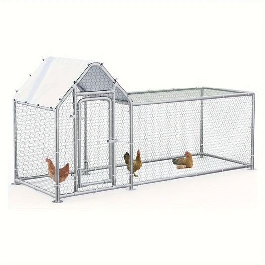 LEMBERI Large Walk-in Chicken Coop - Sturdy Galvanized Wire Poultry Pen Cage with Waterproof and Anti-Ultraviolet Cover, Spacious Interior, Easy Cleaning, and Durable Construction for Backyard, Farm, and Outdoor Use - Perfect WardBoyzPROShop