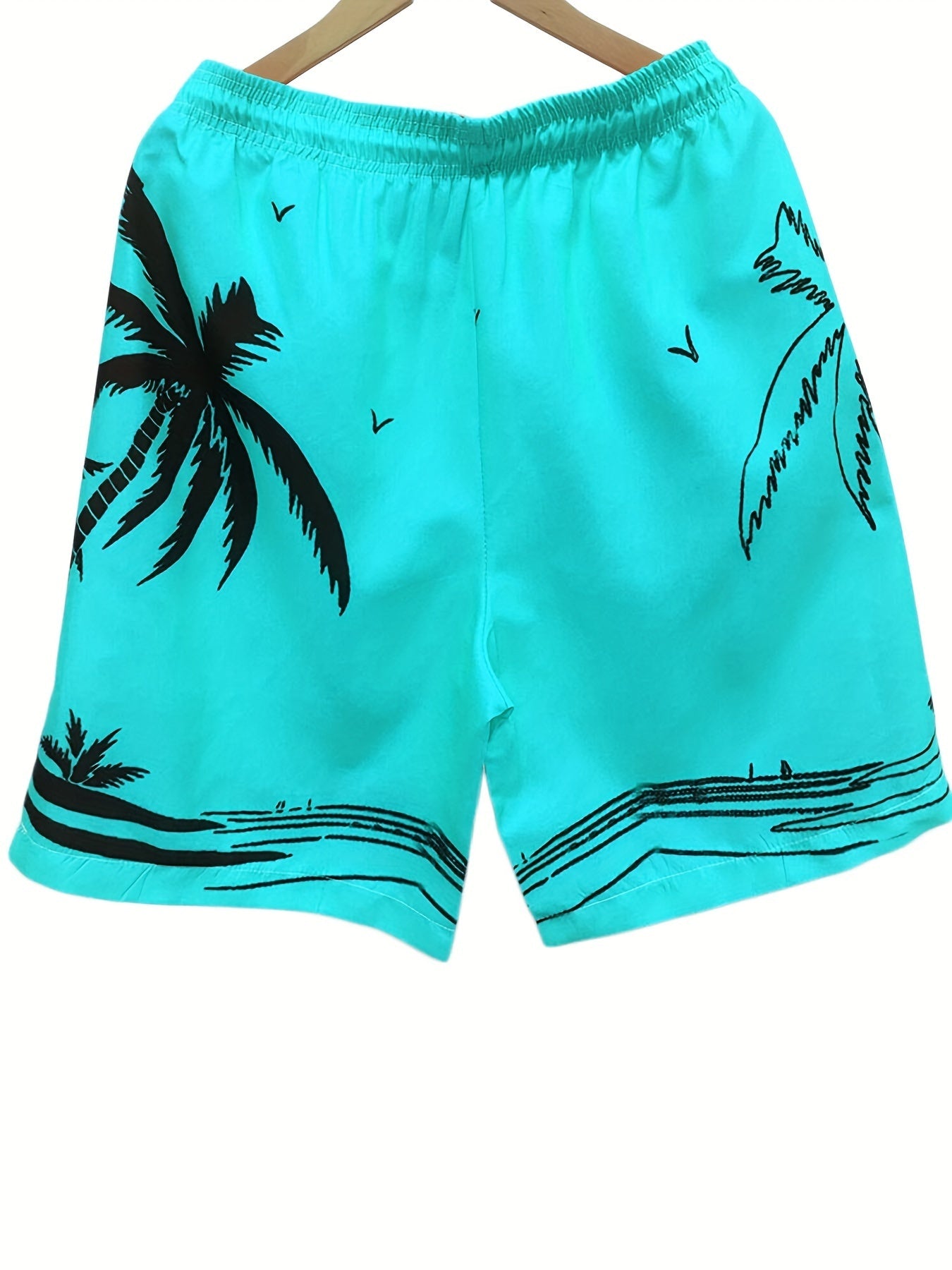 Quick Drying Mesh Lining Comfortable Breathable Palm Tree Pattern Drawstring Swim Trunks With 2 Pockets, Men's Pants Swimwear For Summer Vacation Resort Beach Pool WardBoyzPROShop