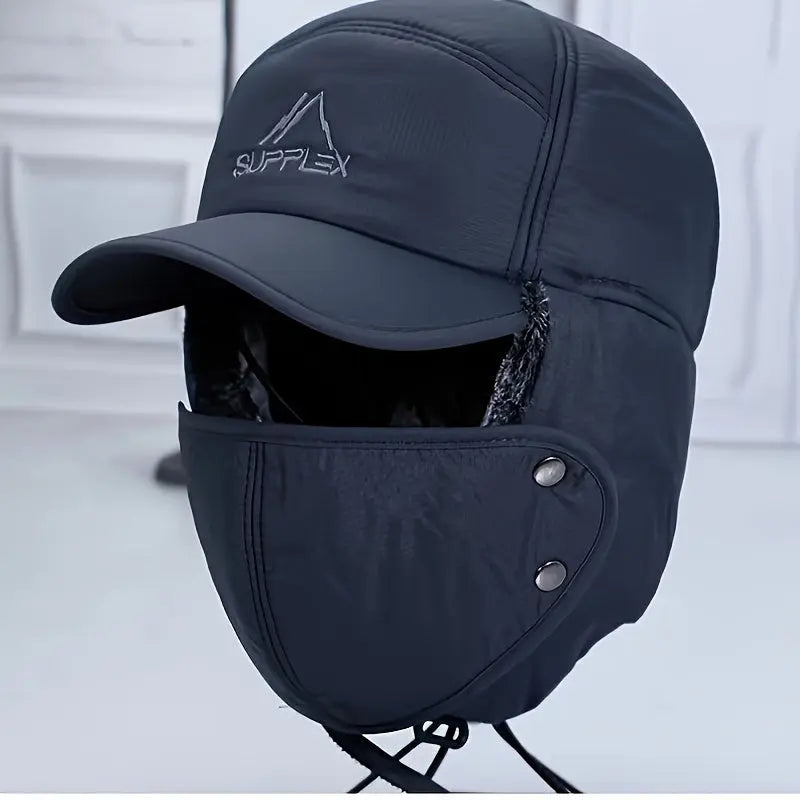 Winter Bomber Hat with Detachable Face Mask - Thick, Warm & Windproof for Skiing, Skating & Mountain Biking | Hand-Washable Polyester WardBoyzPROShop