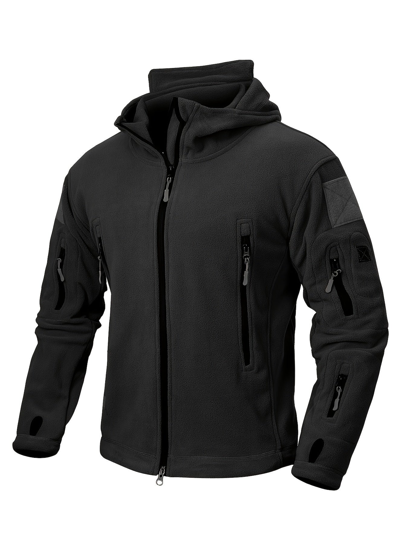 Men's Tactical Hoodie Fleece Jacket Winter Warm Full-Zip Military Army Outerwear Outdoor Sport Hooded Skiing Hunting Hiking Coat with 7 Zip Pockets WardBoyzPROShop