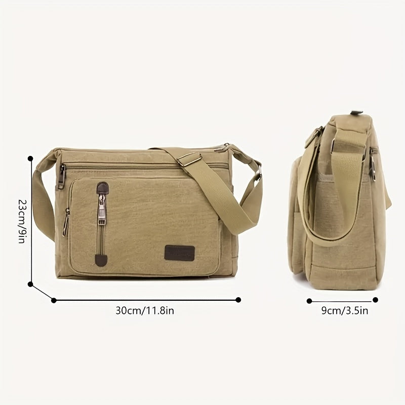 1pc Stylish Army Green Polyester Casual Travel Crossbody Bag - Adjustable Shoulder Strap, Retro Messenger Bag for Going Out, Personality Style, Durable and Water-Resistant - Perfect for Outdoor Hiking and Daily Use - WardBoyzPROShop
