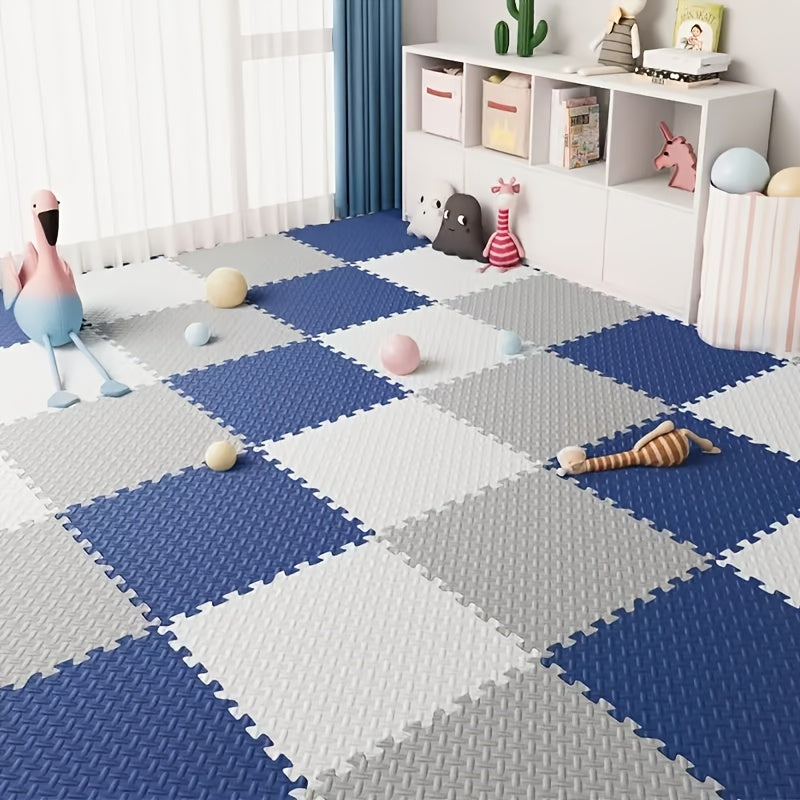 40 Piece Beige, Pink, Navy Blue, Gray Spliced Floor Mats - 30cm x 30cm x 1.0cm Thick Crawling Mat, Yoga Mat WardBoyzPROShop