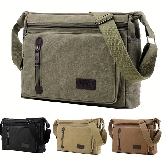 1pc Stylish Army Green Polyester Casual Travel Crossbody Bag - Adjustable Shoulder Strap, Retro Messenger Bag for Going Out, Personality Style, Durable and Water-Resistant - Perfect for Outdoor Hiking and Daily Use - WardBoyzPROShop