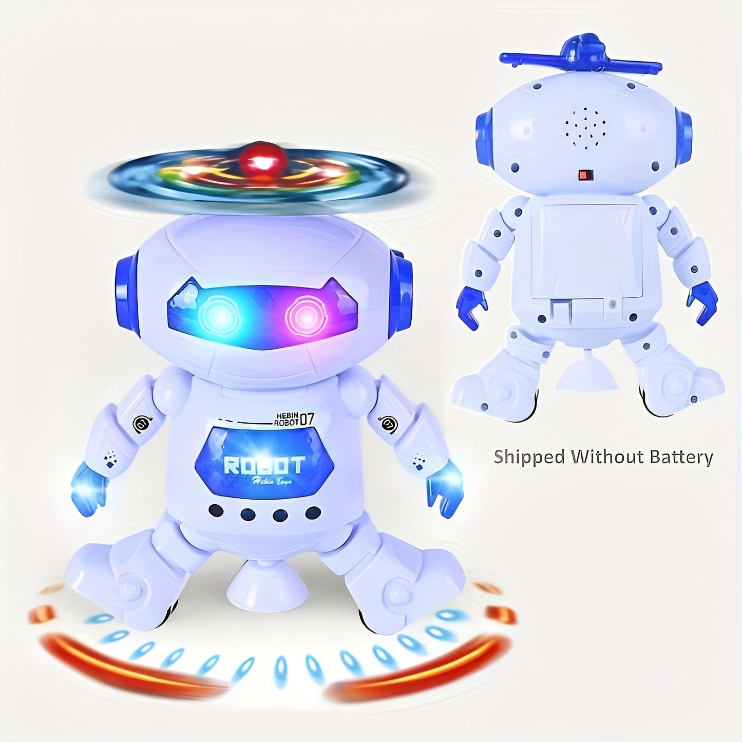 1pc Dancing Robot Toy for Kids with LED Lights and Music, 360-Degree Rotating Action, Ideal Gift for Boys and Girls, Durable Plastic Construction