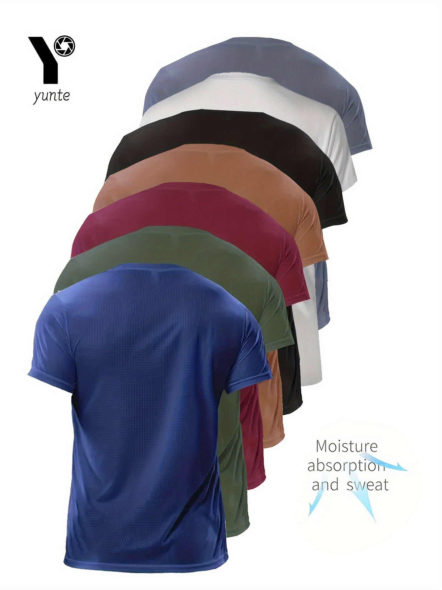7pcs Men's Quick-Dry Athletic T-Shirts - Breathable, Moisture-Wicking Crew Neck Tees for Gym, Running & Outdoor Activities - Available in Navy, Army Green, Burgundy, Khaki, Black, White, Gray WardBoyzPROShop