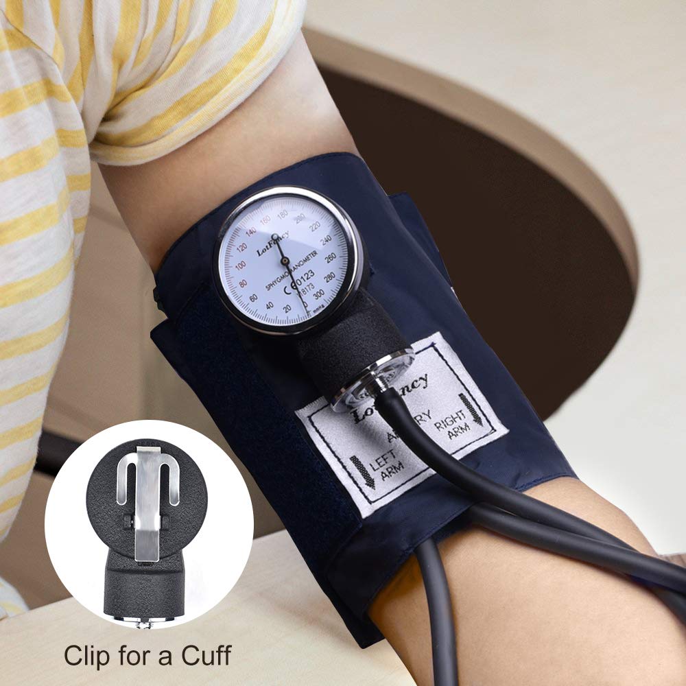 LotFancy Aneroid Sphygmomanometer with Stethoscope Kit, Professional Manual Blood Pressure Monitor and Universal Adult Sized BP Cuff (10"-16), Case Included, Navy WardBoyzPROShop