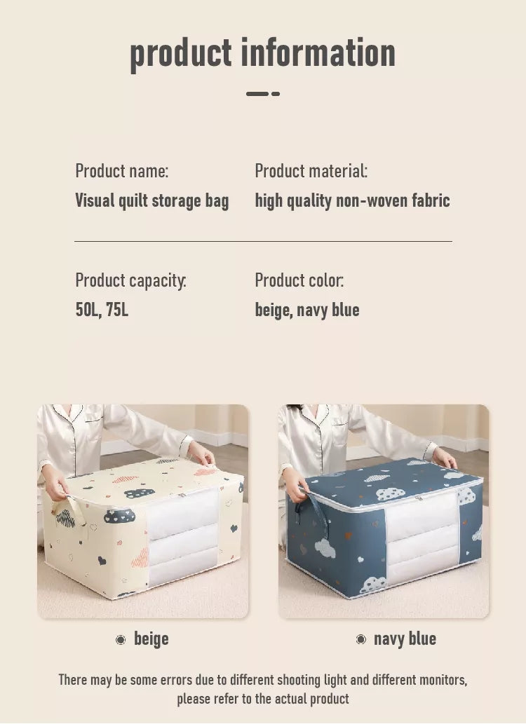 Large Capacity Clothes Storage Bag Organizer With Reinforced Handle, Suitable For Blankets, Bedding, Foldable With Sturdy Zipper, Clear Window Christmas, Halloween, Thanksgiving Gift Easter Gift WardBoyzPROShop