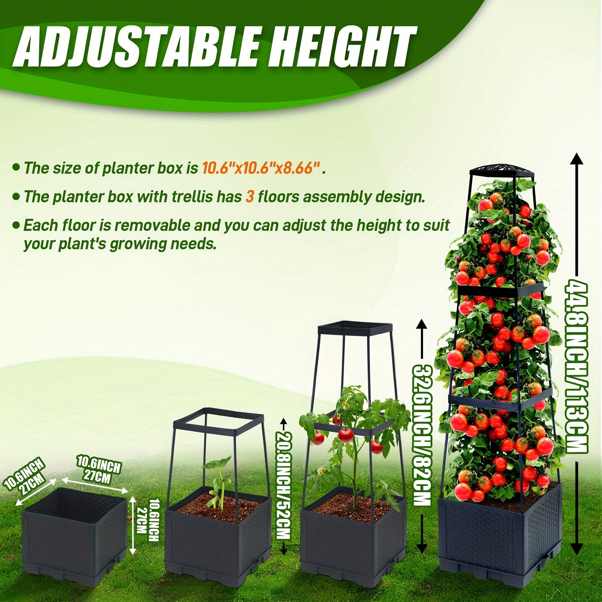 2 Pack 44.8Inch Tomato Planter Box With Trellis Self-Watering Tomato Cage With Trapezoidal Trellis Climbing Plants In Patio Garden Indoor Outdoor WardBoyzPROShop