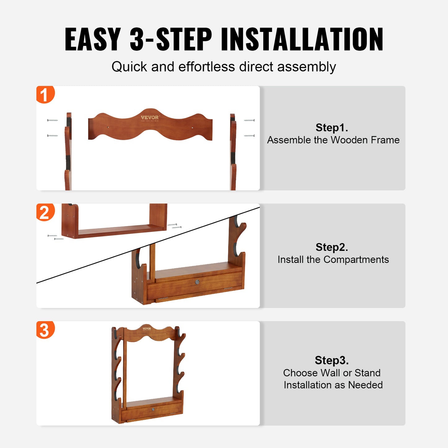 VEVOE Gun Rack, Wood Gun Rack Wall Mount, Gun Display Rack Holds 4 Rifles, Shotguns, 132 lb Heavy Duty Wall Storage Display Rifle Rack with Soft Padding - WardBoyzPROShop