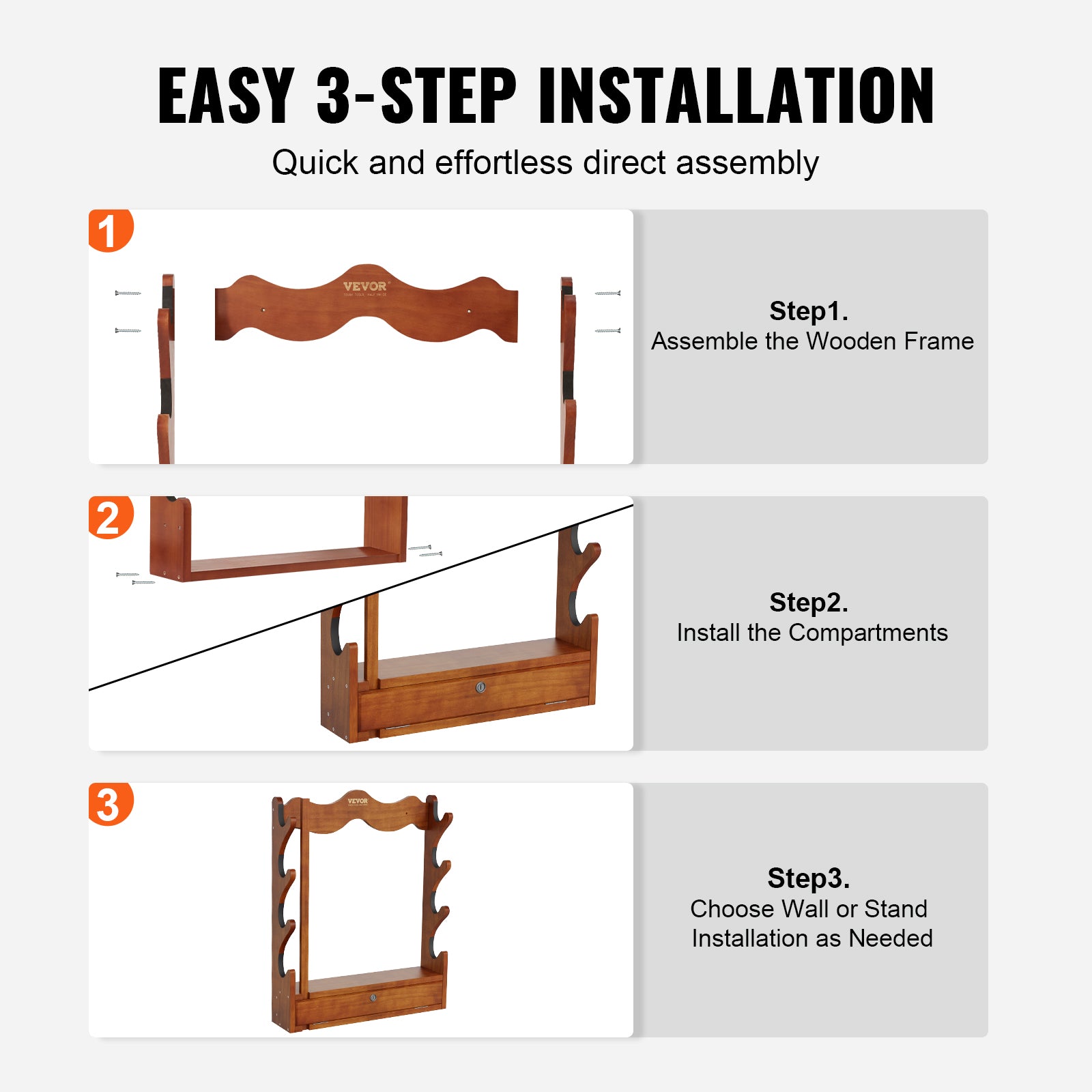 VEVOE Gun Rack, Wood Gun Rack Wall Mount, Gun Display Rack Holds 4 Rifles, Shotguns, 132 lb Heavy Duty Wall Storage Display Rifle Rack with Soft Padding - WardBoyzPROShop