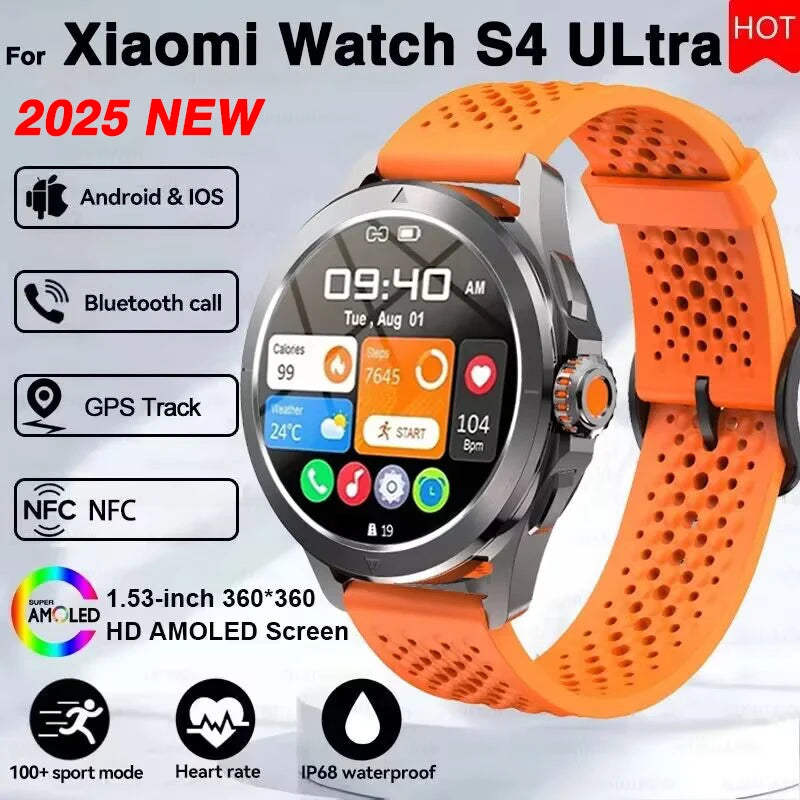 S4 Ultra For Xiaomi Smart Bracelet Men Watch AMOLED HD Screen Bluetooth Call GPS Trajectory NFC Heart Rate Compass SmartWatches WardBoyzPROShop