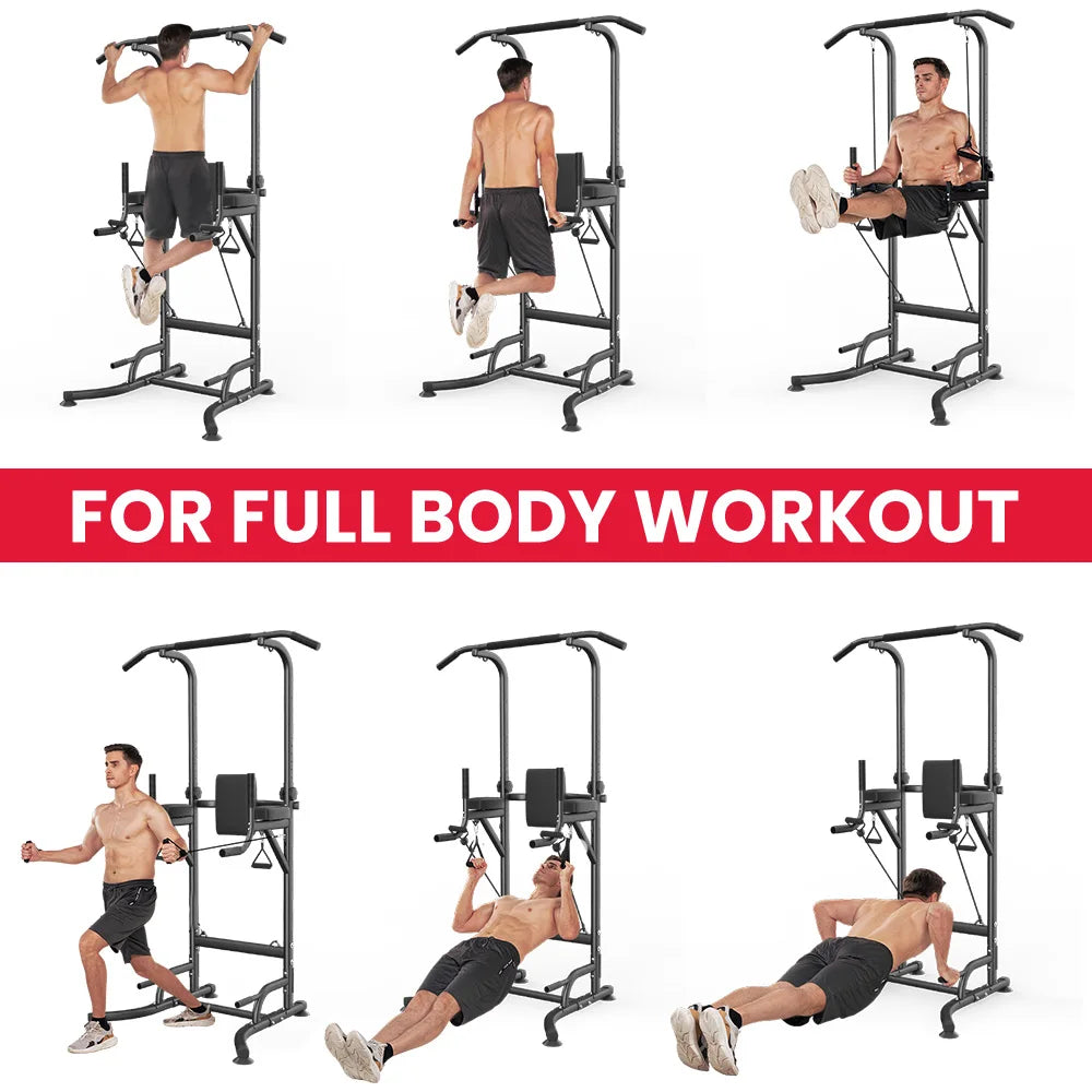 Power Tower Dip Station Pull Up Bar Multi-Function Power Tower Push Up Workout Abdominal Exercise for Home Gym Strength Training