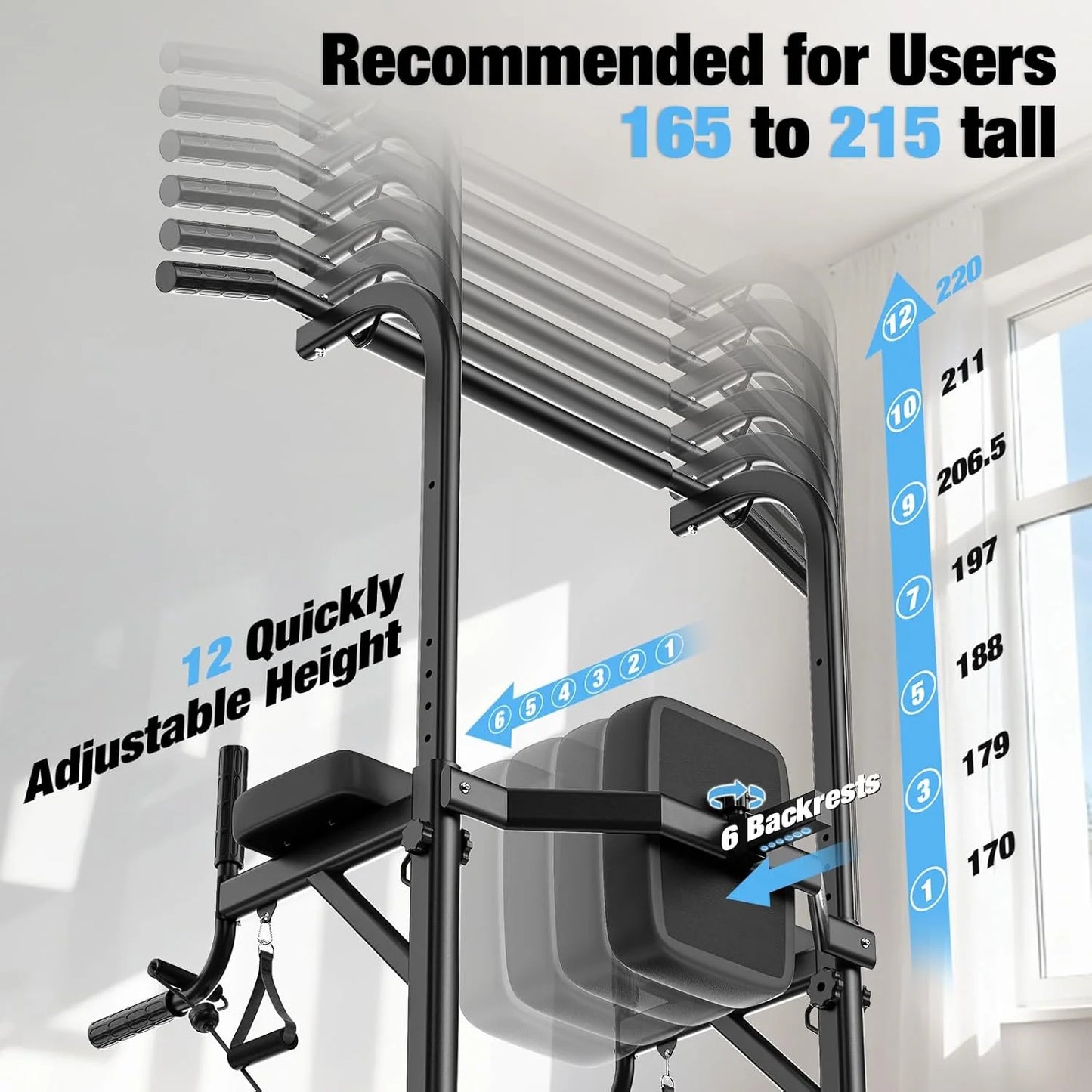 Power Tower Dip Station Pull Up Bar Multi-Function Power Tower Push Up Workout Abdominal Exercise for Home Gym Strength Training
