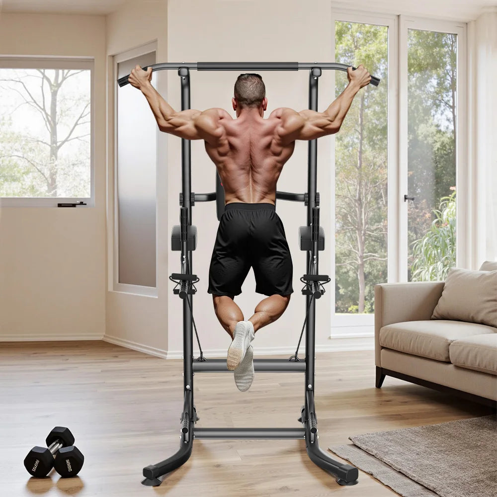 Power Tower Dip Station Pull Up Bar Multi-Function Power Tower Push Up Workout Abdominal Exercise for Home Gym Strength Training