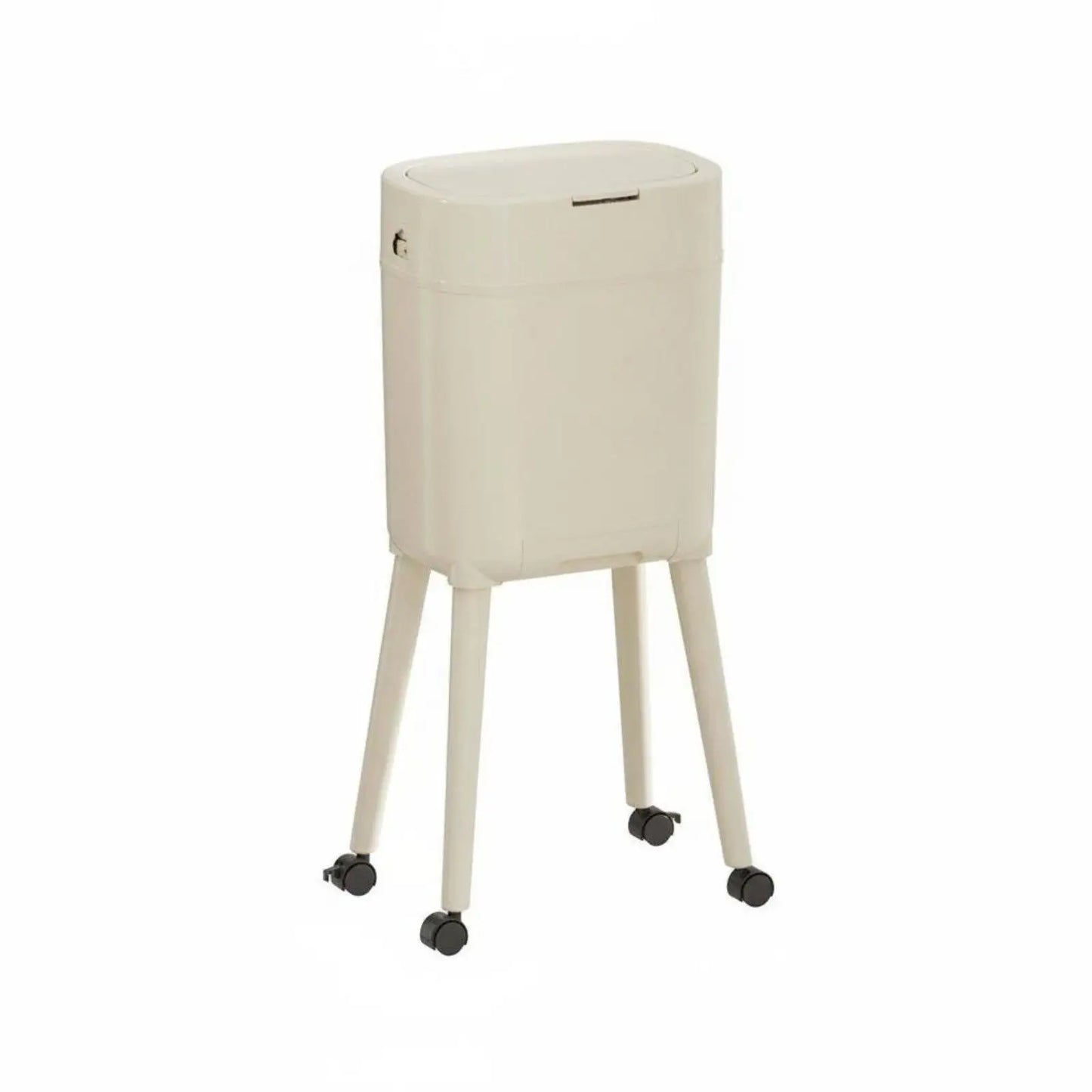 Tall Trash Can with Legs No-Bend Design Elevated Garbage Can on Wheels Rolling Waste Bin with Lid Large Capacity for Living Room