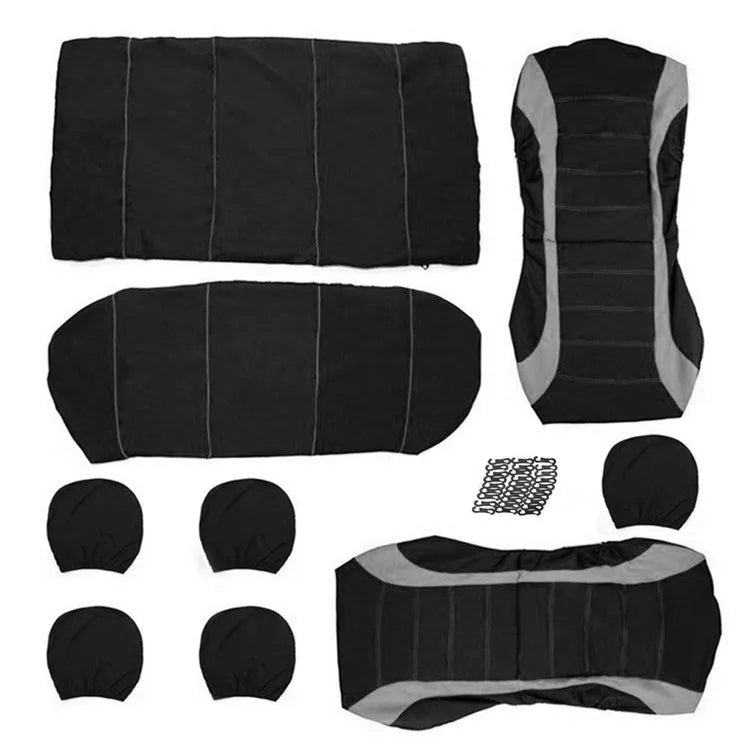 Auto Parts Car Seat Cover Polyester Fabric 2/4/9 Piece Set Four Season Universal Front/Rear Car Seat Cushion