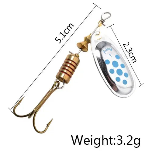 FISH KING 6 Color 0#-5# Spinner Bait With Treble Hooks 35647-BR Arttificial Bait Fishing Lure WardBoyzPROShop