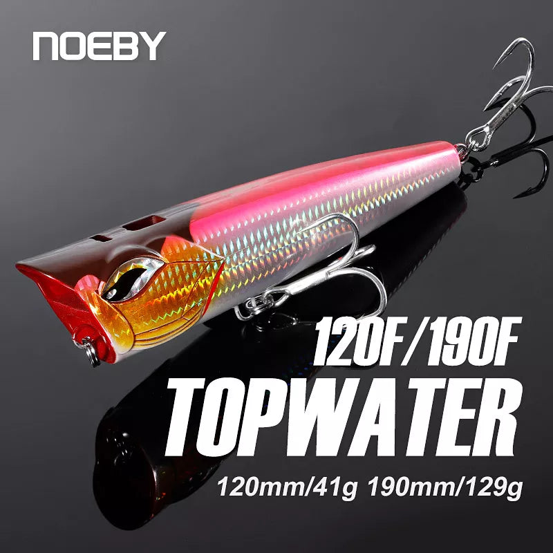 NOEBY Popper Fishing Lures 120mm 41g 190mm 129g Topwater Bubble Baits Jet Popper Wobblers for GT Tuna Big Game Fishing Lure