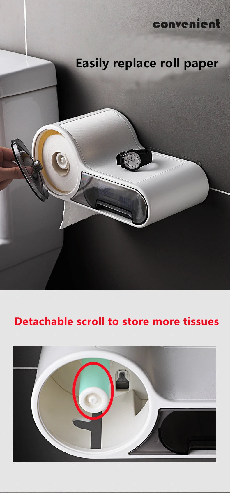 Bathroom Toilet Paper Tissue Box Creative Waterproof Paper Storage Box Phone Holder