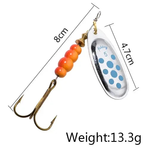 FISH KING 6 Color 0#-5# Spinner Bait With Treble Hooks 35647-BR Arttificial Bait Fishing Lure WardBoyzPROShop