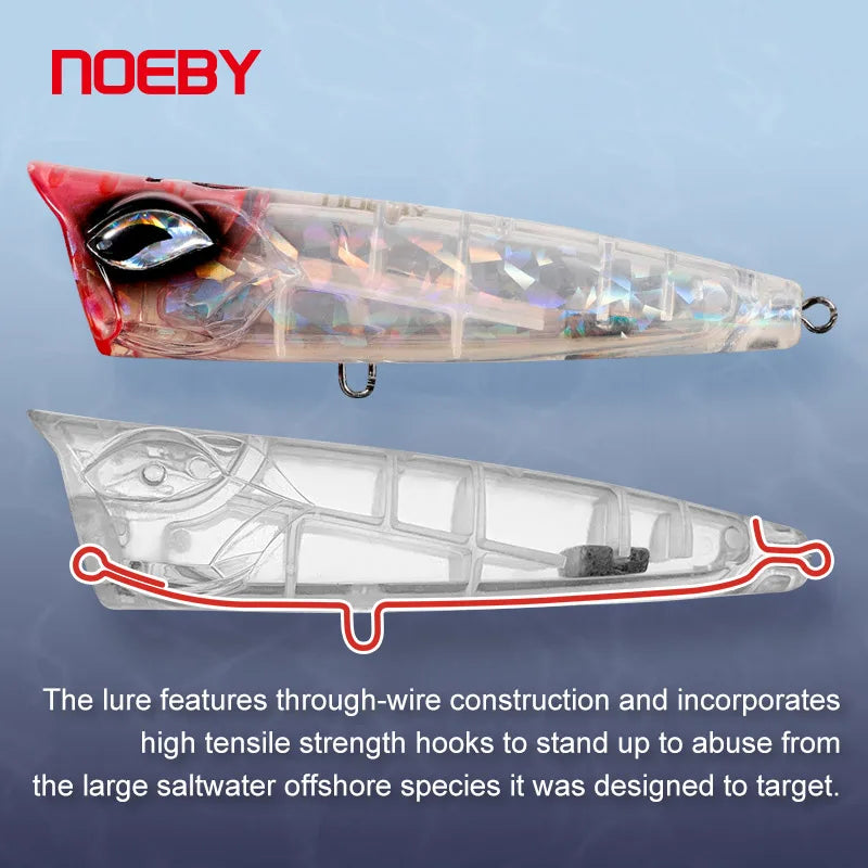 NOEBY Popper Fishing Lures 120mm 41g 190mm 129g Topwater Bubble Baits Jet Popper Wobblers for GT Tuna Big Game Fishing Lure